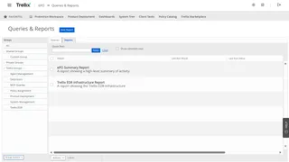 Screenshot of the ePO Queries and Reports view showing the available reports